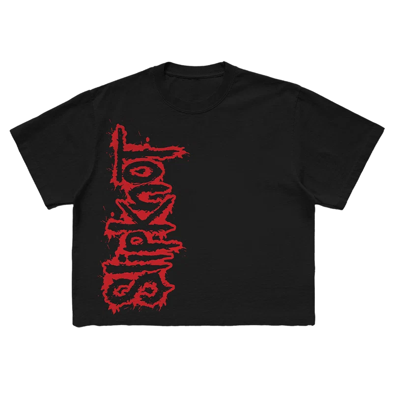 9POINTCROPFRONT Slipknot Logo + 9 Point Star Crop Top