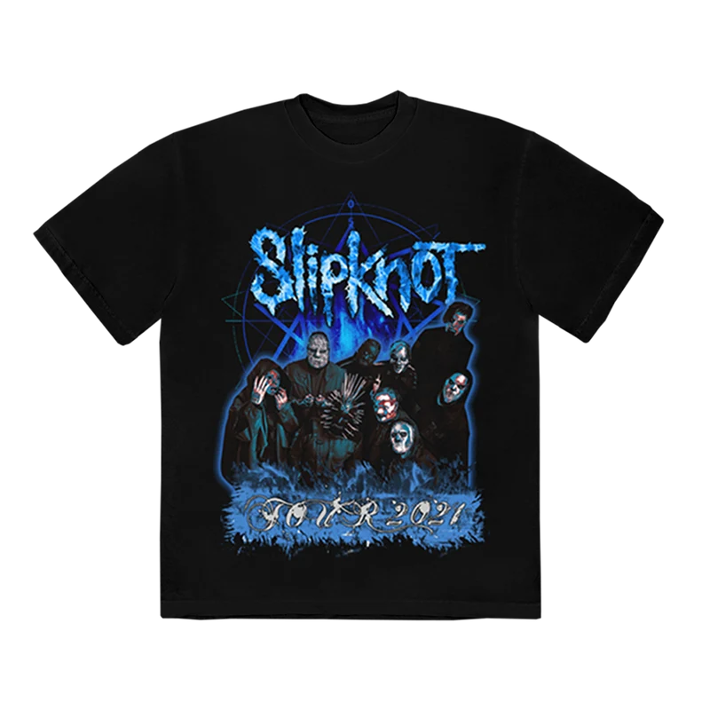 BLACKBLUETOURTEEFRONT Slipknot Blue Band Photo T-Shirt